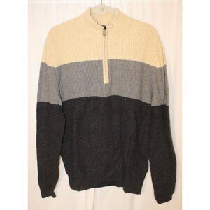 NEW Bobby Jones Rule18 LARGE 1/4-Zip Sweater Black Gray Cream Cotton Blend